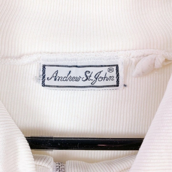 Vintage 90s Andrew St John Quarter Zip Collared 3/4 Sleeve Shirt Size Medium - Picture 5 of 13